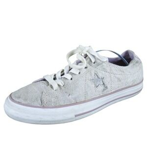 Converse Women One Star Low Top‎ Sneaker Silver Textile Sz 7.5 Gently Used 2025
